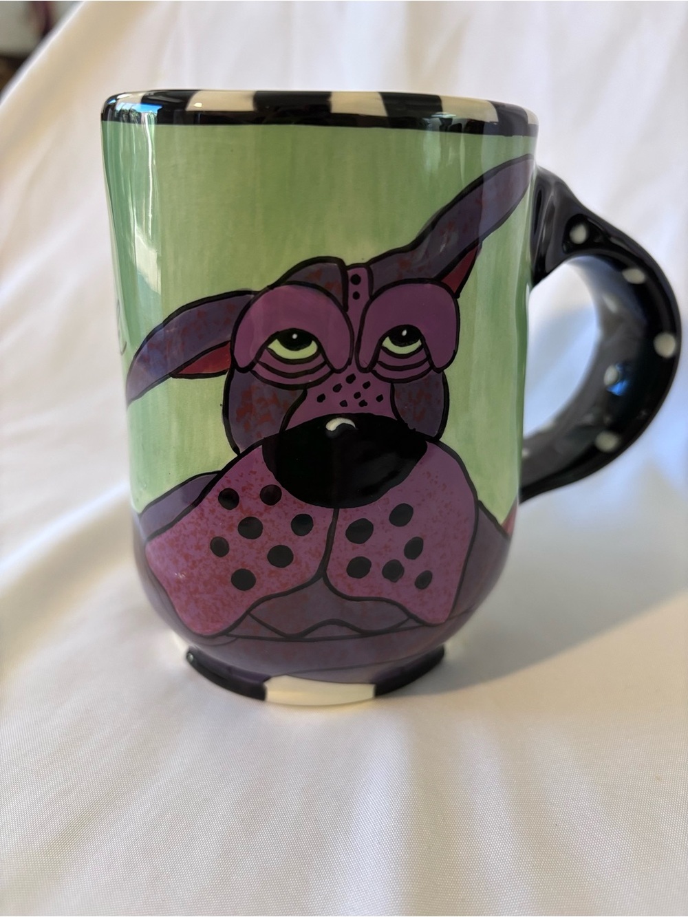 SWAK 2004 Lynda Corneille Character Collectible Mug Signed Playful Dog Artesian